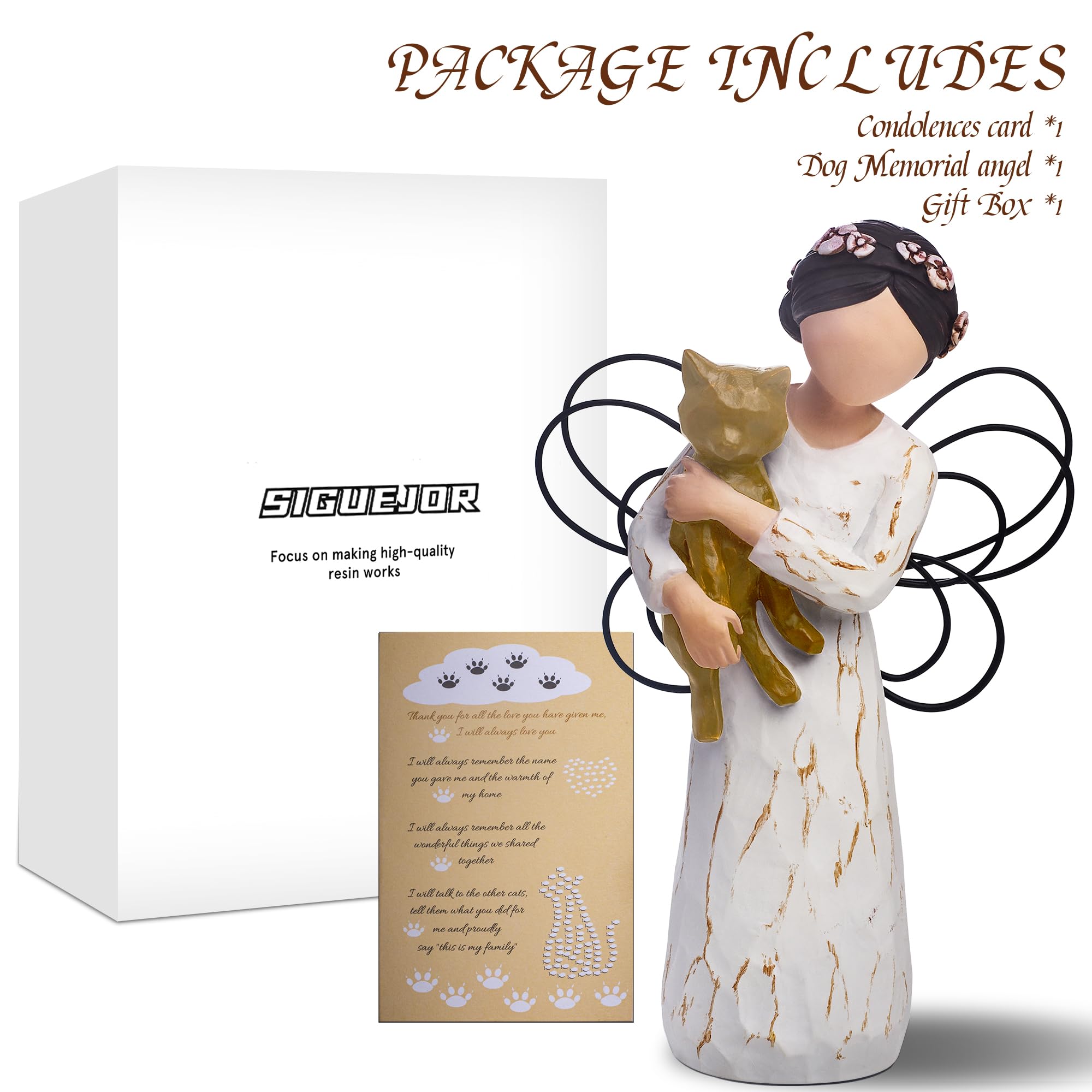 Cat Memorial Gifts, Cat Memorial Gifts For Loss Of Cat, Pet Cat Remembrance Gifts, Hand-Painted Collectible Cat Angel Figurine S
